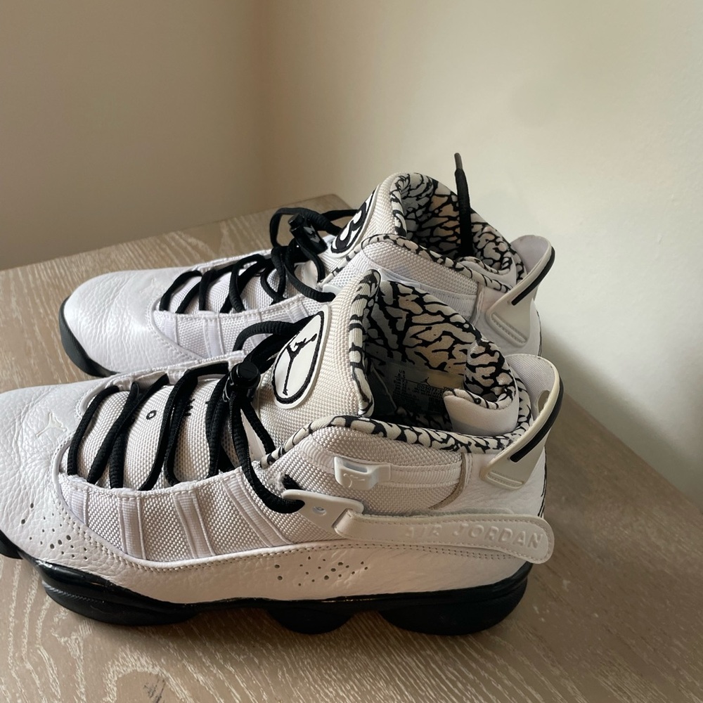 White and Black High-Top Sneakers
